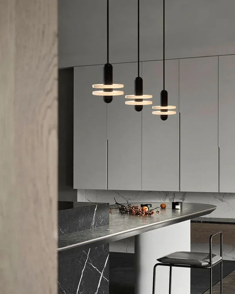 LightsStory Series Geometric Pendant Light | Minimalist Marble Ring Durable Spanish Marble and Polished Metal, Black Hardware for Corridors and Entryways Modern Pendant lamp