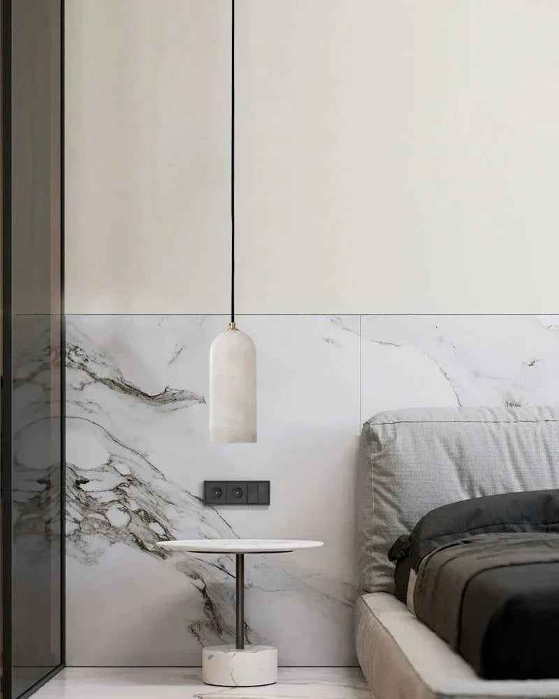 LightsStory Series Geometric Pendant Light | Moonshade Natural Marble, Natural Stone Finish for kitchens, dining areas, entryways, and bedrooms Modern Pendant lamp