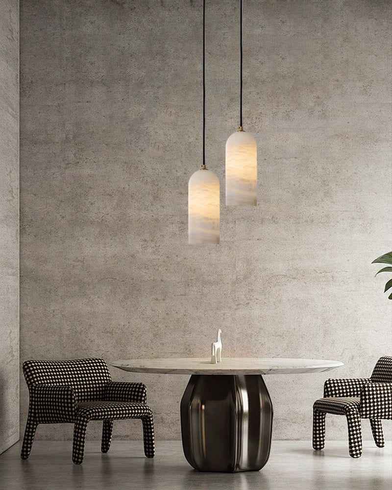 LightsStory Series Geometric Pendant Light | Moonshade Natural Marble, Natural Stone Finish for kitchens, dining areas, entryways, and bedrooms Modern Pendant lamp