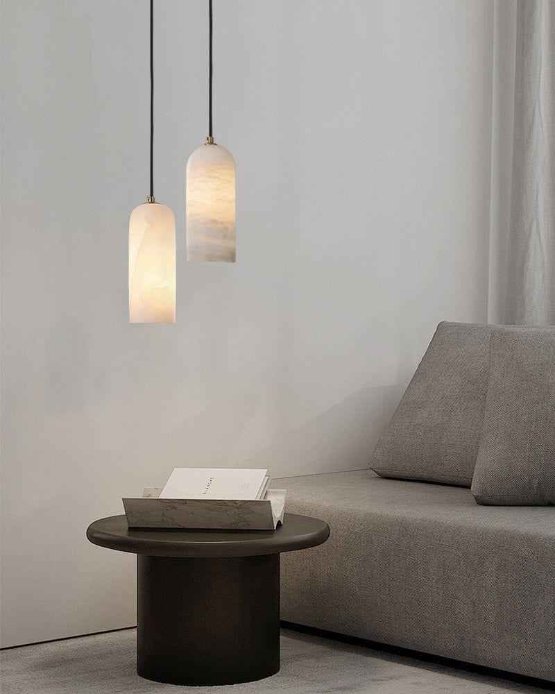 LightsStory Series Geometric Pendant Light | Moonshade Natural Marble, Natural Stone Finish for kitchens, dining areas, entryways, and bedrooms Modern Pendant lamp