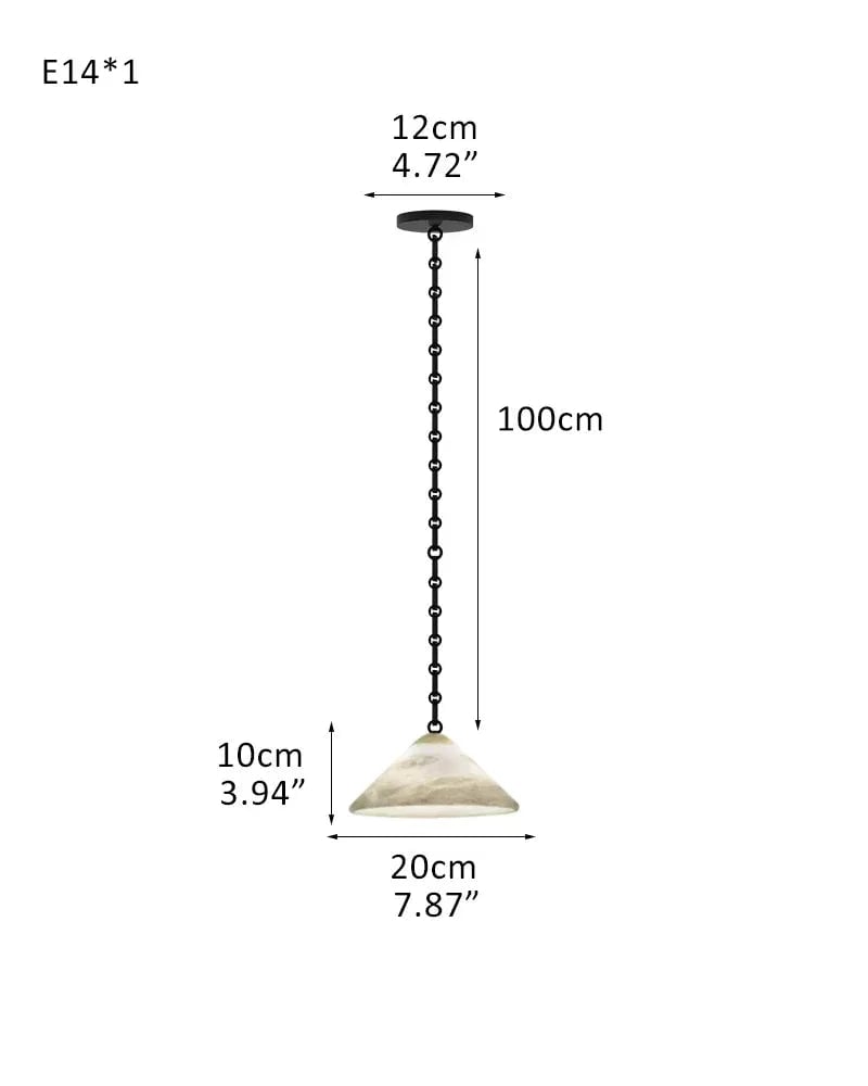 LightsStory Series Geometric Pendant Light | Multi-Head Cone Natural Alabaster Stone, Matte White and Black Chain finish for Kitchen Islands and Dining Areas 1 light-D20*H10CM D7.9"*H4"-A Modern Pendant lamp