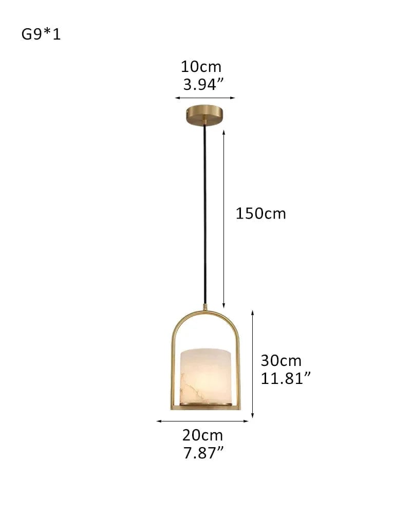 LightsStory Series Geometric Pendant Light | Organic Alabaster Cluster Carved Organic Alabaster with Geometric Brass and Nickel Frame, Matte Black and Brass Edges for High Ceilings, Kitchen Islands, and Grand Entries 1P-D20*H30CM D8"*H12" Brass Modern Pendant lamp