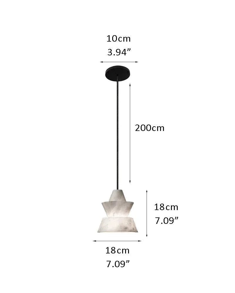 LightsStory Series Geometric Pendant Light | Stacked Conical Natural Alabaster Stone, Natural Stone finish for Dining tables, kitchen islands, and entryways A-D18*H18CM D7.09*H7.09" White + Black Modern Pendant lamp