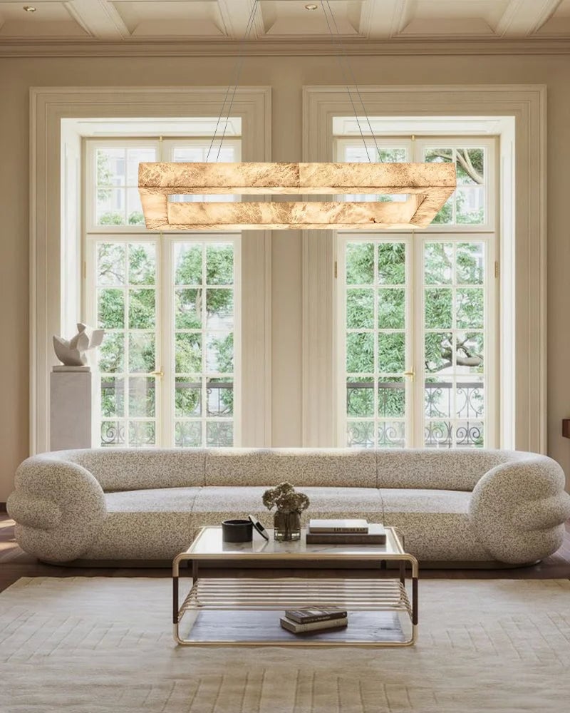 LightsStory Series Geometric Pendant Light | Triple Layered Solid Alabaster and Iron, Refined Metal for Living rooms, entryways, and luxe dining spaces American Vintage chandelier lamp