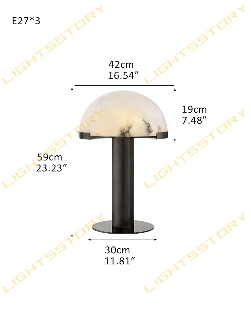 LightsStory Series Geometric Table Lamp | Dome Alabaster Shade Hand-carved natural alabaster with metal base, Burnished Brass or Black finish for Home offices, bedside tables, and workspaces D42*H59CM D16.54"*H23.23" Black Modern Table lamp