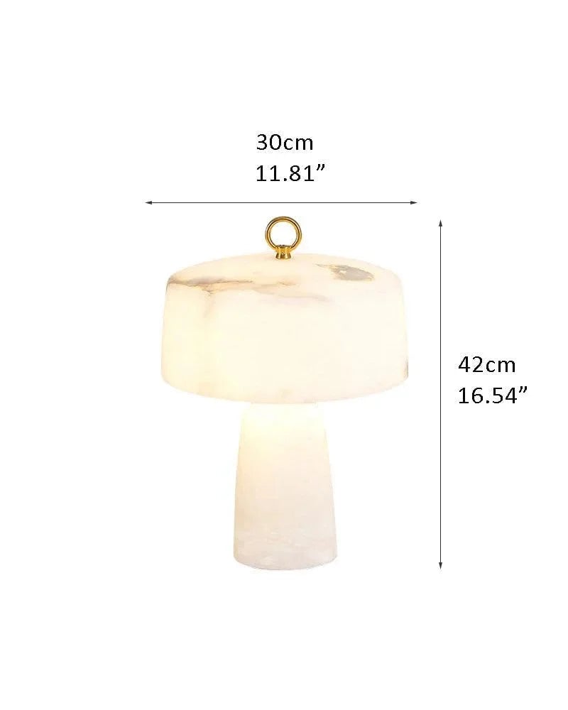 LightsStory Series Geometric Table Lamp | Round Alabaster Shade Handcrafted Natural Alabaster Stone, Polished Copper for Bedside Tables and Sideboards D30*H42CM D11.81*H16.54" Table lamp