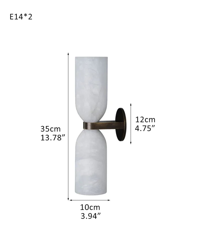 LightsStory Series Geometric Wall Lamp | Double Globe Handcrafted Natural Alabaster, Brass and Black Metal for Bedrooms, Hallways, and Dining Spaces D10*H35CM D3.94"*H13.78" Black Modern Art Design Wall Lamp