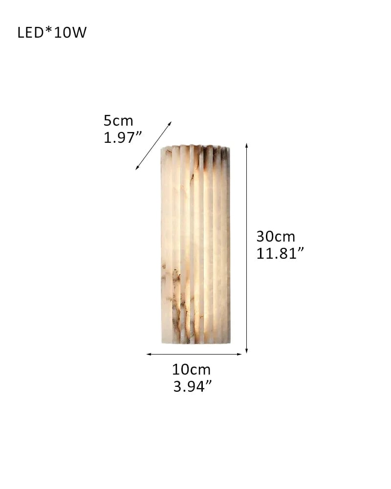 LightsStory Series Geometric Wall Sconce | Flush-mount Hand-carved Spanish Alabaster and Aged Brass, Aged Brass finish for hallways, bedrooms, and accent walls D10*H30CM D4"*H12" White + Brass Brass Aged Wall Sconces