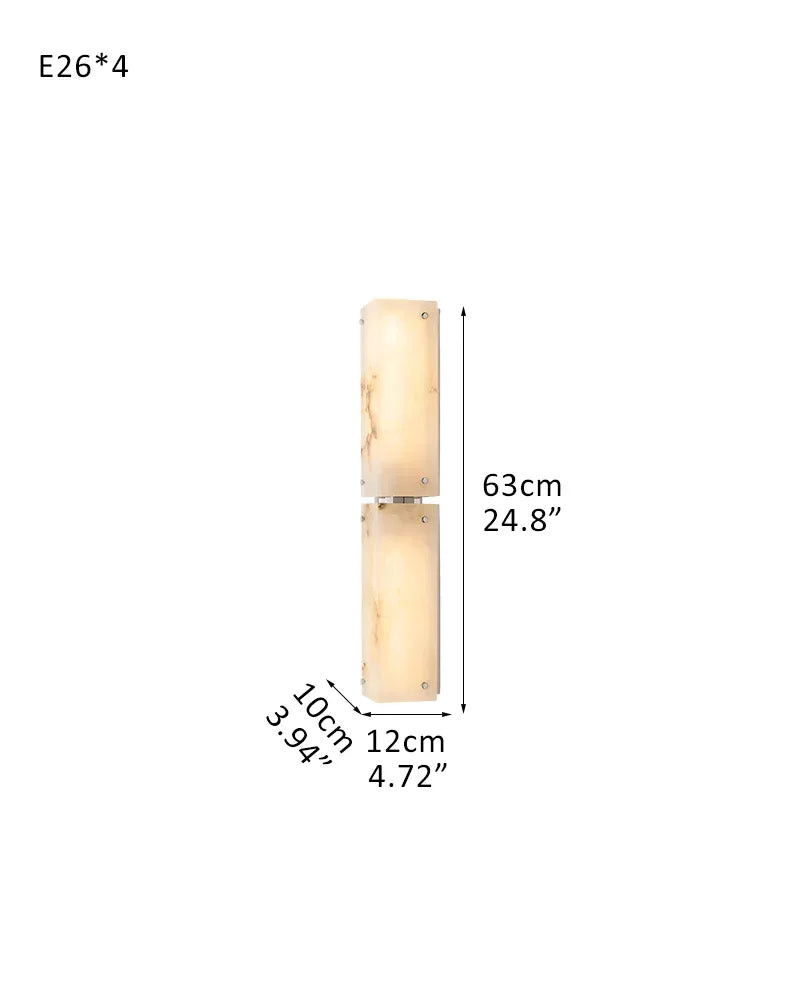 LightsStory Series Geometric Wall Sconce | Hand-Carved Alabaster Hand-Carved Natural Alabaster and Durable Brass, Premium Black and Brass finish for Modern Living Rooms and Hallways L12*W10*H63CM L4.72"*W3.94"*H24.8" Silver Flush Mounted Wall Sconce Lamp