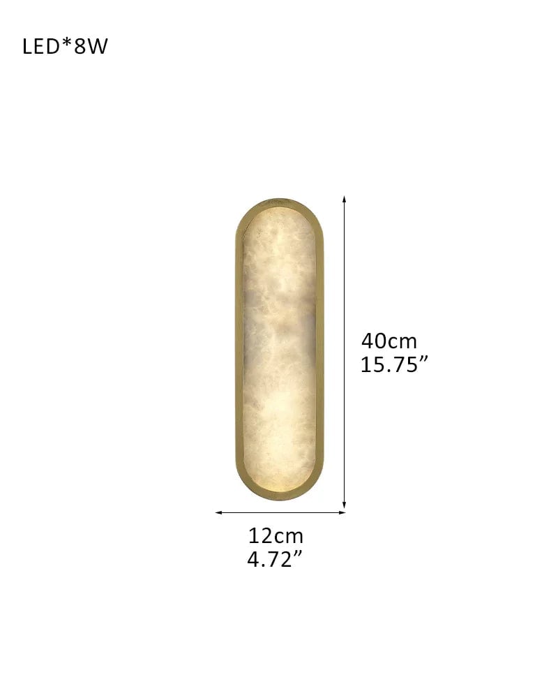 LightsStory Series Geometric Wall Sconce | Long Oval Natural Alabaster shade with durable iron framework, Black Brass finish for Dining rooms, bedrooms, and living areas D12*H40CM D4.72"*H15.75" Brass Modern Art Design Wall Lamp