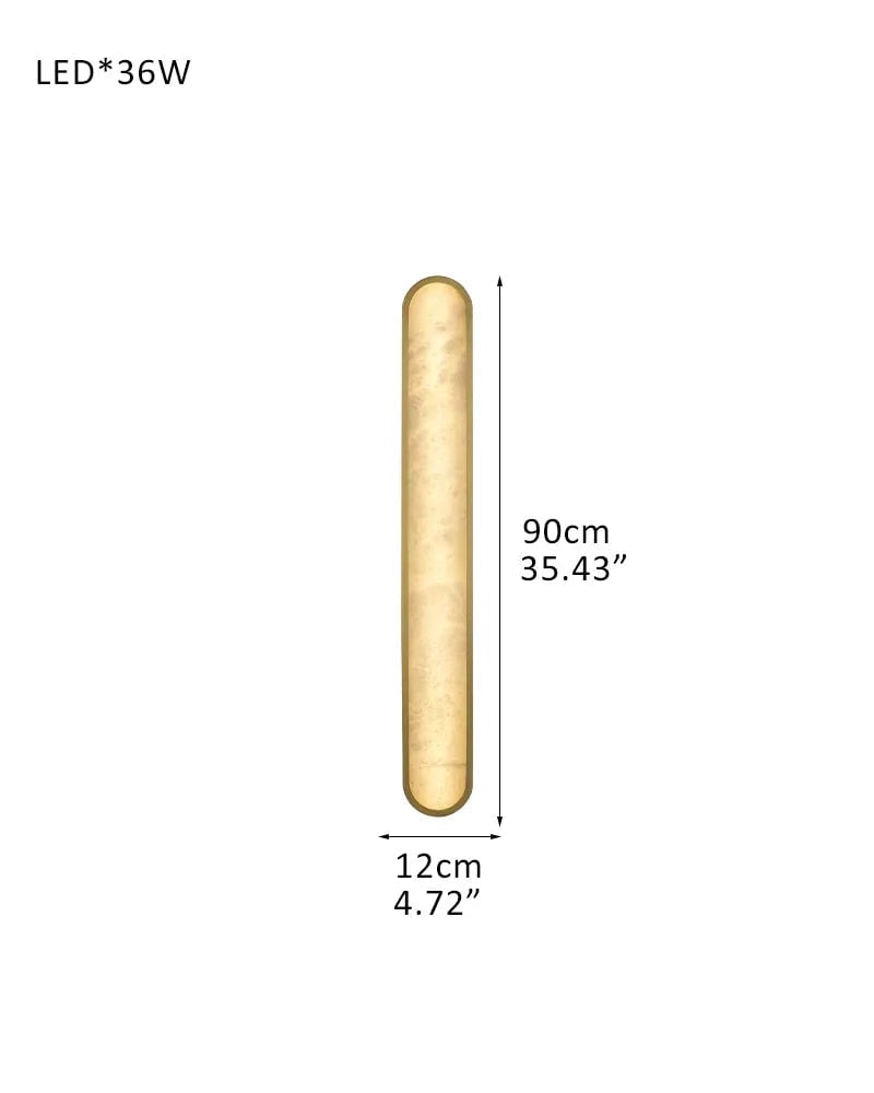 LightsStory Series Geometric Wall Sconce | Long Oval Natural Alabaster shade with durable iron framework, Black Brass finish for Dining rooms, bedrooms, and living areas D12*H90CM D4.72"*H35.43" Brass Modern Art Design Wall Lamp