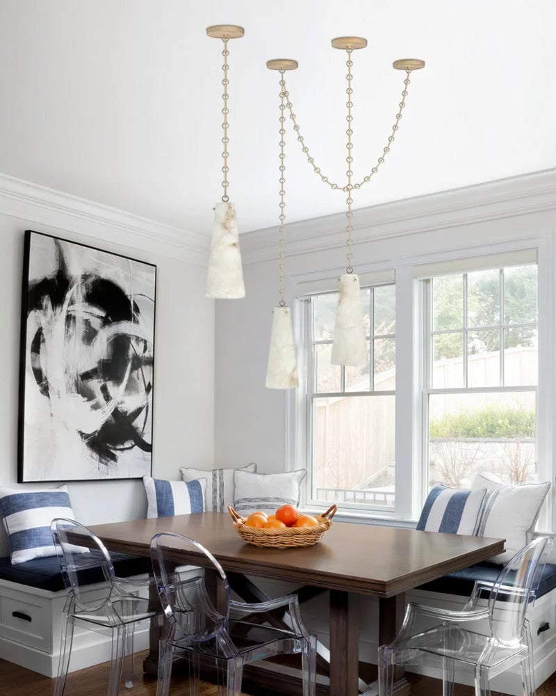 LightsStory Series Geometric Wall Sconce | Minimalist Genuine Alabaster and Brass Metal, Premium Brass and Black finish for Bedrooms, Hallways, and Staircases Vintage Simple Pendant Lamp