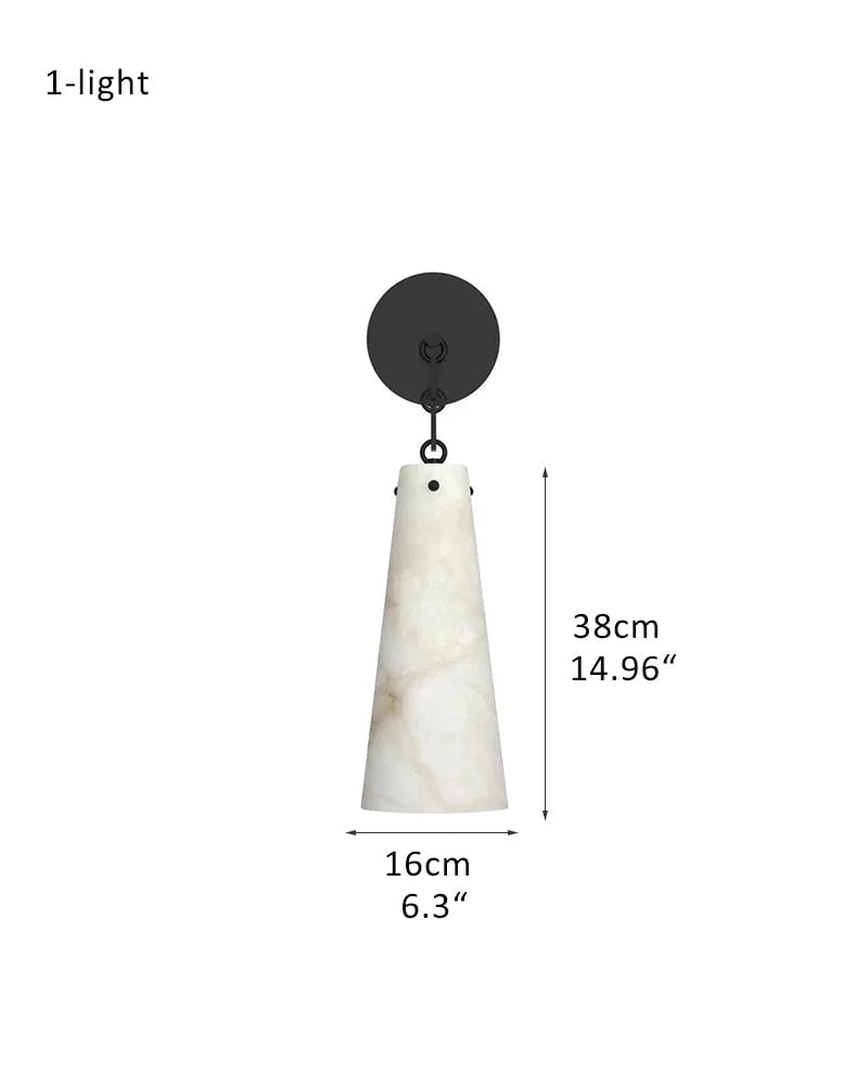 LightsStory Series Geometric Wall Sconce | Minimalist Genuine Alabaster and Brass Metal, Premium Brass and Black finish for Bedrooms, Hallways, and Staircases W-D16*H38CM D6.3*H14.96" White + Black Vintage Simple Pendant Lamp
