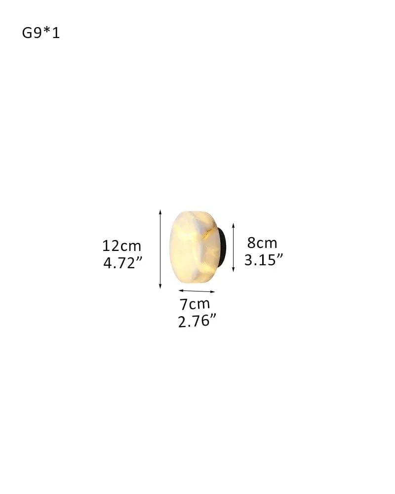 LightsStory Series Geometric Wall Sconce | Orb Natural Marble and Snowflake Gypsum, Premium Brass finish for Vanity Bathrooms and Living Rooms D12*H7CM D5"*H3" Black + White Modern Art Design Wall Lamp