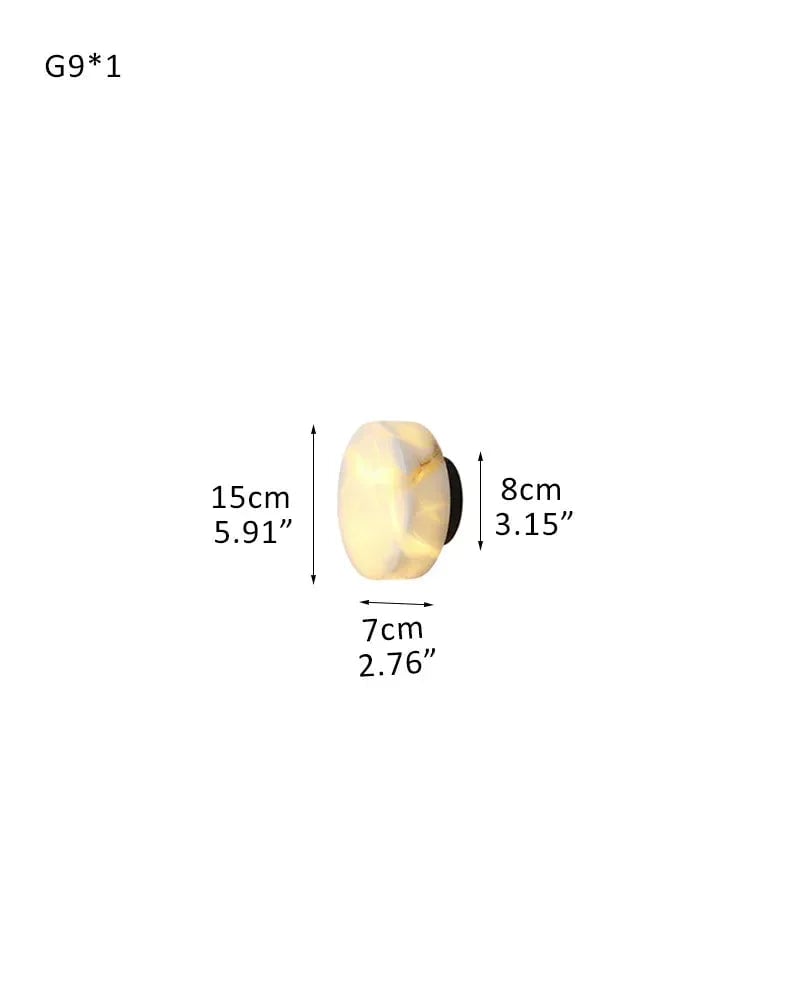 LightsStory Series Geometric Wall Sconce | Orb Natural Marble and Snowflake Gypsum, Premium Brass finish for Vanity Bathrooms and Living Rooms D15*H7CM D6"*H3" Black + White Modern Art Design Wall Lamp