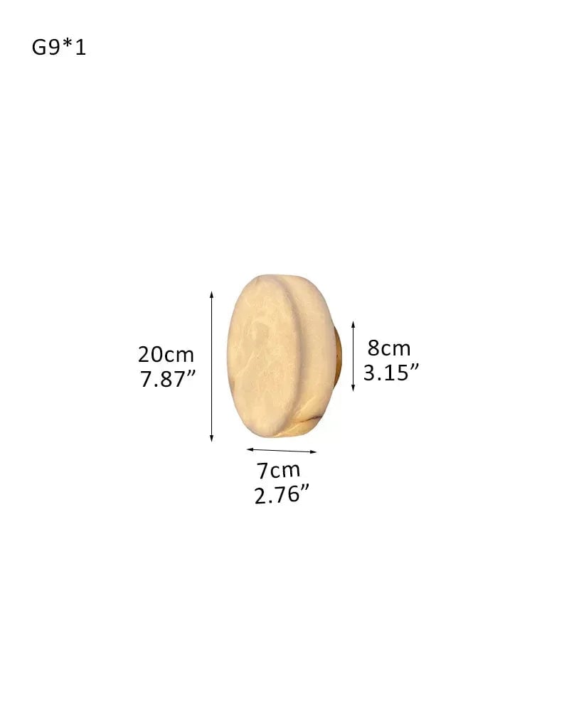 LightsStory Series Geometric Wall Sconce | Orb Natural Marble and Snowflake Gypsum, Premium Brass finish for Vanity Bathrooms and Living Rooms D20*H7CM D8"*H3" Brass + White Modern Art Design Wall Lamp