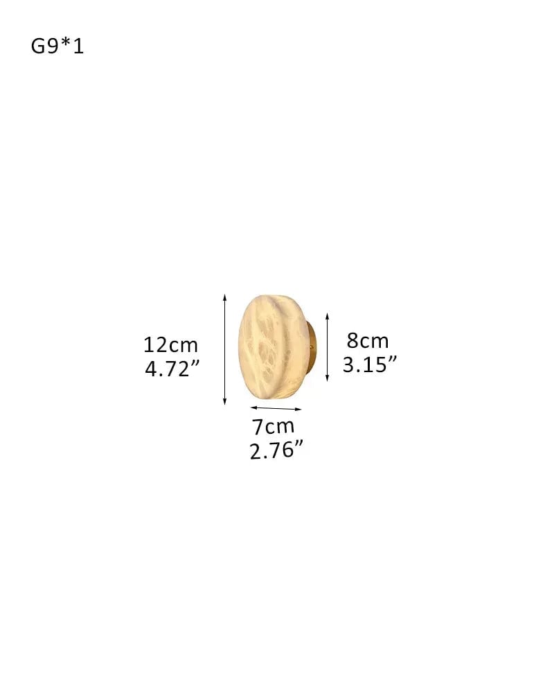 LightsStory Series Geometric Wall Sconce | Orb Natural Marble and Snowflake Gypsum, Premium Brass finish for Vanity Bathrooms and Living Rooms D12*H7CM D5"*H3" Brass + White Modern Art Design Wall Lamp