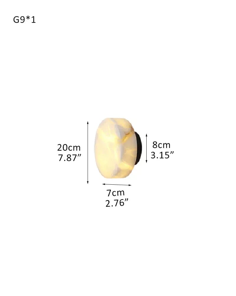 LightsStory Series Geometric Wall Sconce | Orb Natural Marble and Snowflake Gypsum, Premium Brass finish for Vanity Bathrooms and Living Rooms D20*H7CM D8"*H3" Black + White Modern Art Design Wall Lamp