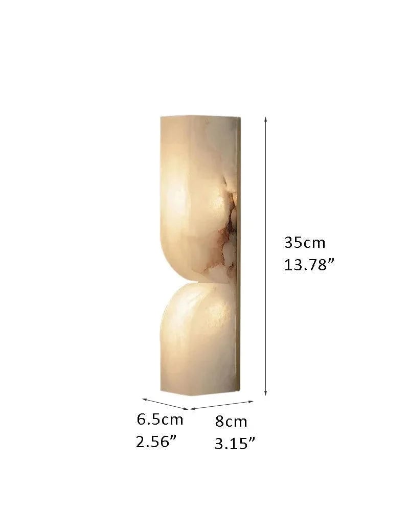 LightsStory Series Geometric Wall Sconce | Rectangular Hand-carved natural white alabaster stone, Natural stone texture for Modern and rustic interiors L35*W6.5*H8cm D13.78*W2.56*3.15" White + Brass Flush Mounted Wall Sonce Lamp