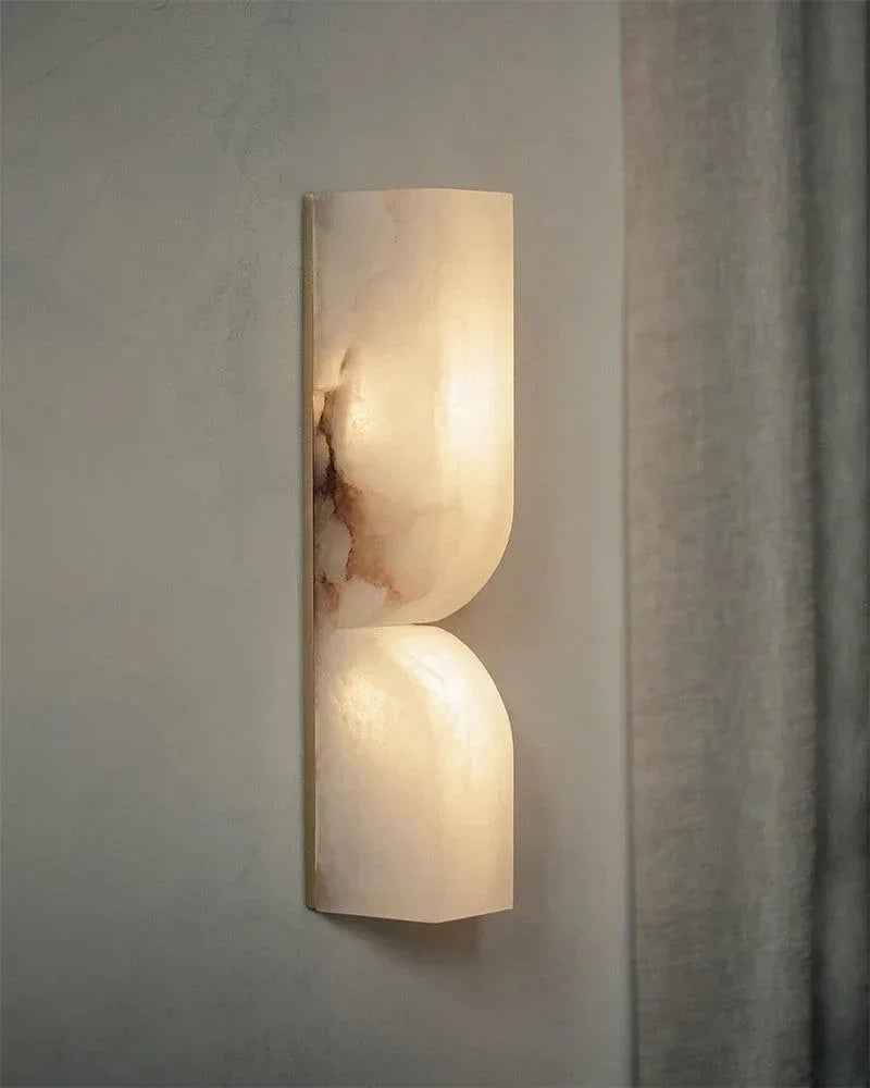 LightsStory Series Geometric Wall Sconce | Rectangular Hand-carved natural white alabaster stone, Natural stone texture for Modern and rustic interiors Flush Mounted Wall Sonce Lamp