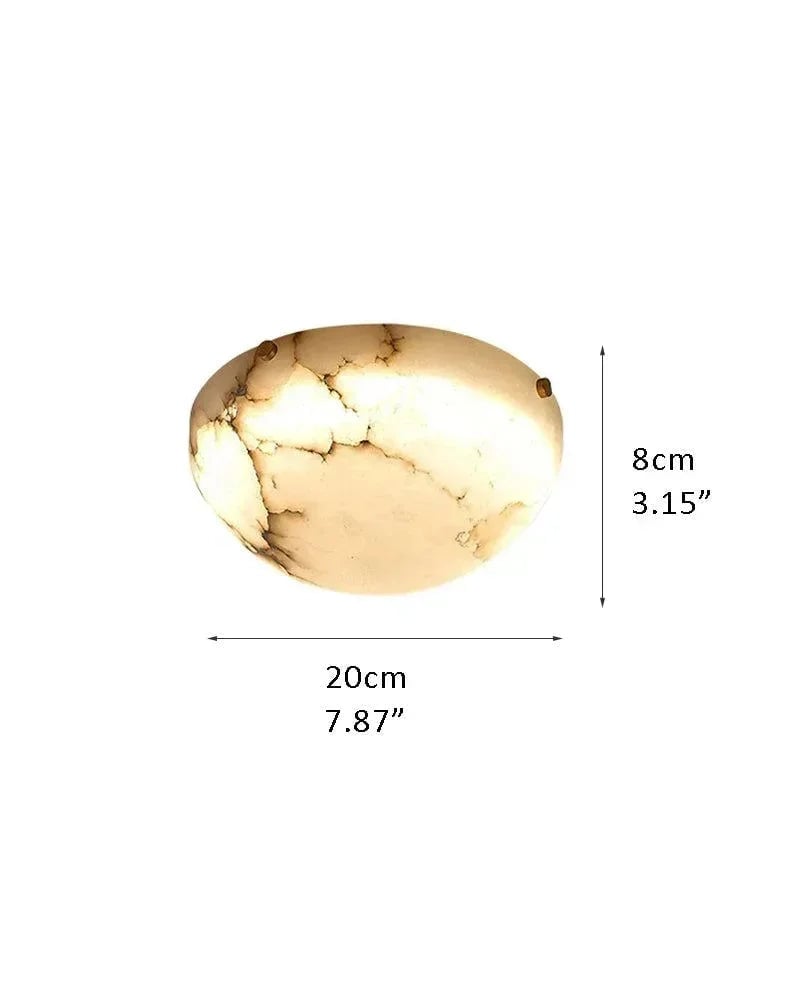 LightsStory Series Geometric Wall Sconce | Round Bowl Natural Alabaster and Brass, Timeless Brass finish for Bedside, living rooms, dining areas, and hallways D20*H8cm D7.87*H3.15" Flush Mounted Ceiling Lamp