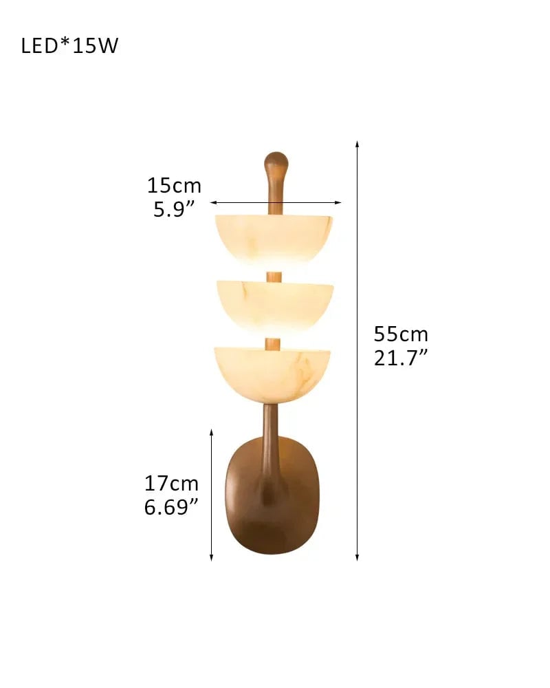 LightsStory Series Geometric Wall Sconce | Semi-Oval Natural marble and snowflake gypsum, Brass finish for Living rooms and bedrooms D15*H55CM D5.91"*H21.65"-A Brass Flush Mounted Wall Sconce Lamp