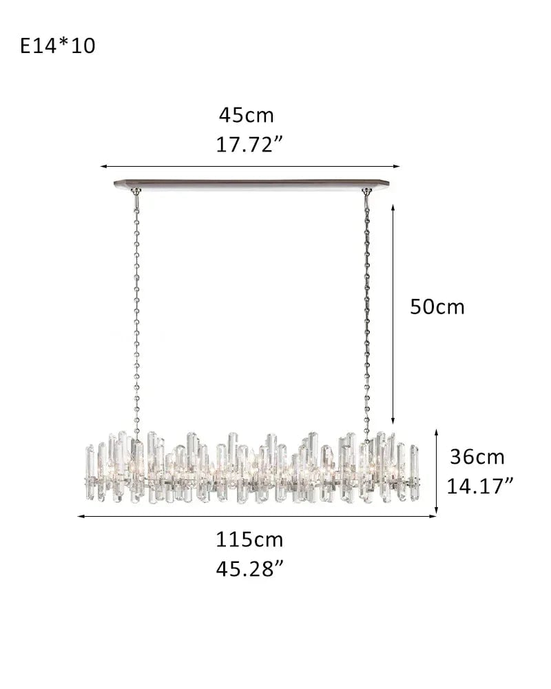 LightsStory Series Grand Chandelier | Double Tier K9 Crystal Solid brass frame with premium K9 crystals, Copper finish for Grand Foyers and Dining Rooms L115*H36CM L45.28“*H14.17" Chrome American chandelier