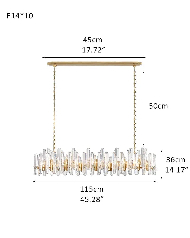 LightsStory Series Grand Chandelier | Multi-Tier K9 Crystal Solid brass frame with artisan-polished premium K9 crystals, Premium Copper finish for Grand Foyers and Dining Rooms L115*H36CM L45.28“*H14.17" Brass American chandelier