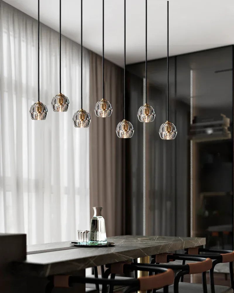 LightsStory Series Prismatic Chandelier | Spherical Solid brass and hand-faceted polished crystal, Premium Polished Brass for Modern Dining Rooms and Entryways Modern Pendant lamp