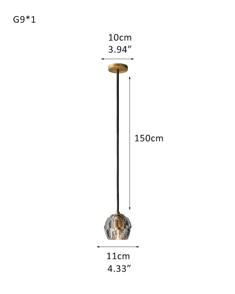 LightsStory Series Prismatic Chandelier | Spherical Solid brass and hand-faceted polished crystal, Premium Polished Brass for Modern Dining Rooms and Entryways 1 light-D11cm D4.33" Clear Crystal + Gold Base Modern Pendant lamp