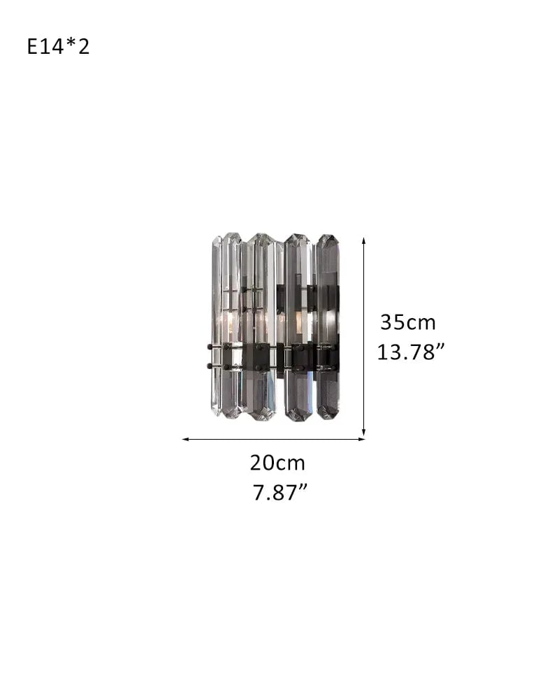 LightsStory Series Prismatic Wall Sconce | Hand-cut Crystal Strands Hand-cut crystal strands with industrial-luxe metal frame, Matte black, copper, or chrome metal finish for Bathrooms, hallways, bedrooms, and entries L20*H35CM L7.87"*H13.78" Chrome(Silver) Flush Mounted Wall Sconce Lamp