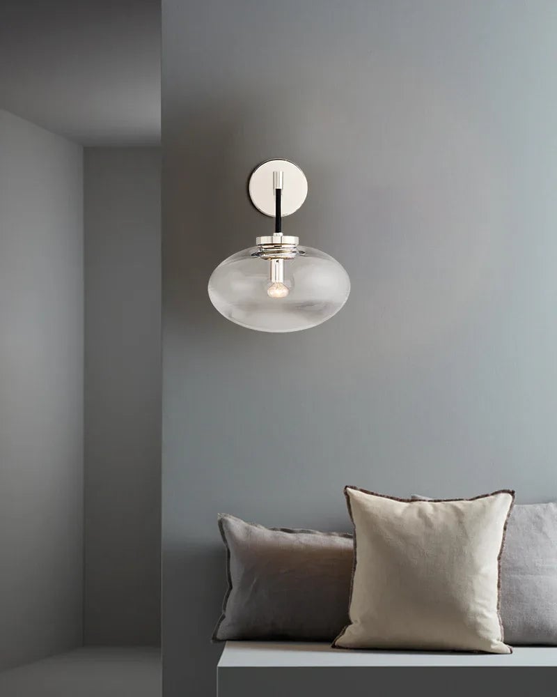 LightsStory Series Sinuous Pendant Light | Oval Handblown Glass Handblown clear glass with brass, black, and silver metal frame, Mixed Brass, Black, and Silver finish for Kitchen Islands and Dining Areas Modern Pendant lamp