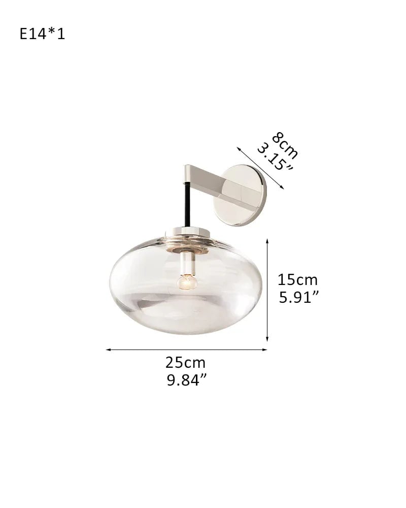 LightsStory Series Sinuous Pendant Light | Oval Handblown Glass Handblown clear glass with brass, black, and silver metal frame, Mixed Brass, Black, and Silver finish for Kitchen Islands and Dining Areas W-1-light-D25*H15CM D9.84“*H5.91" Silver Modern Pendant lamp