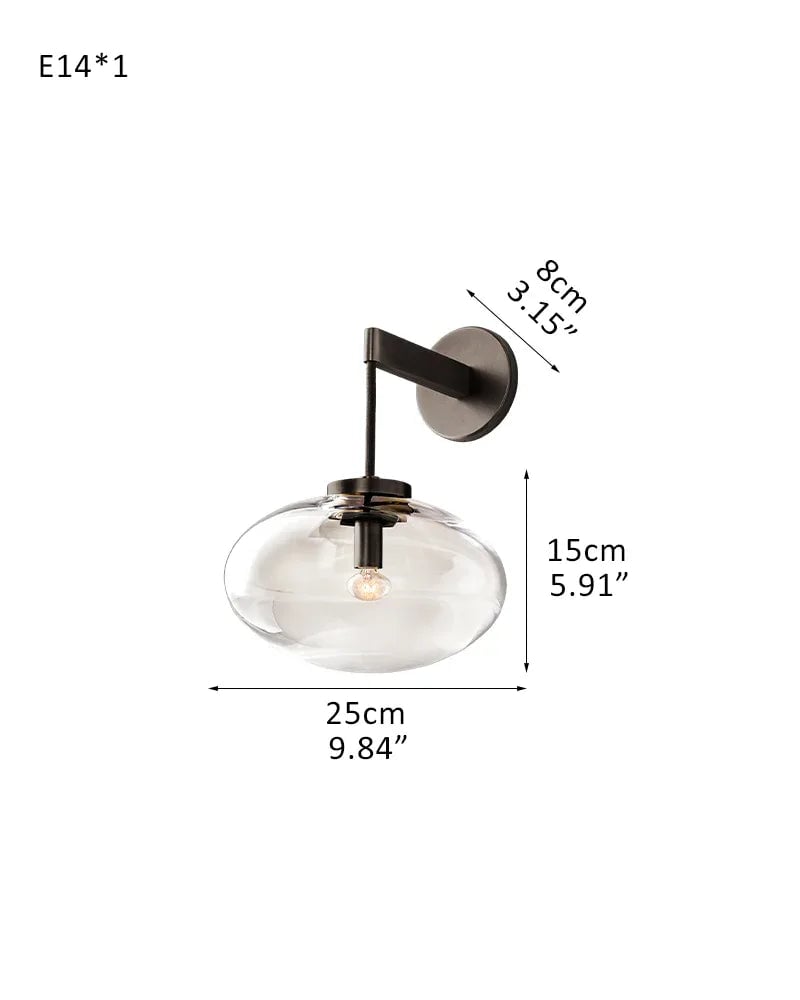 LightsStory Series Sinuous Pendant Light | Oval Handblown Glass Handblown clear glass with brass, black, and silver metal frame, Mixed Brass, Black, and Silver finish for Kitchen Islands and Dining Areas W-1-light-D25*H15CM D9.84“*H5.91" Black Modern Pendant lamp