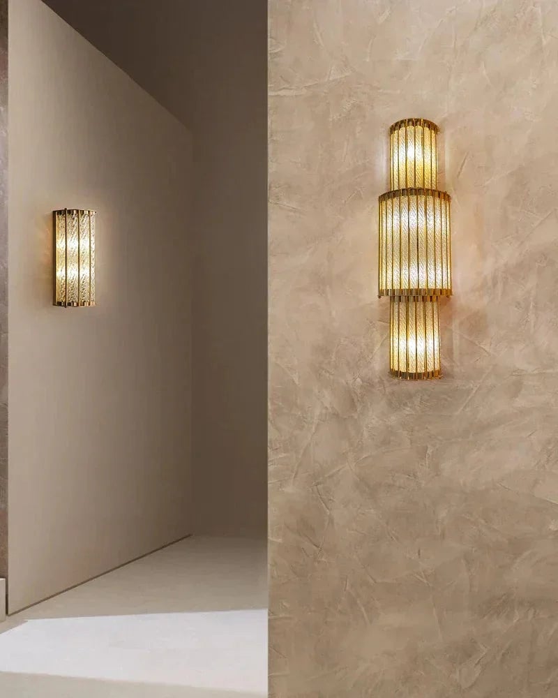 LightsStory Series Sinuous Wall Sconce | Semicircle Durable copper frame and distortion-free twisted glass rods, Polished Copper finish for Bedrooms, hallways, and entryways Brass Aged Wall Sconces