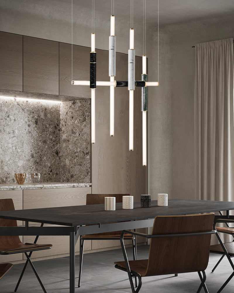 marble pipe pendant lamp with acrylic tube for dining room