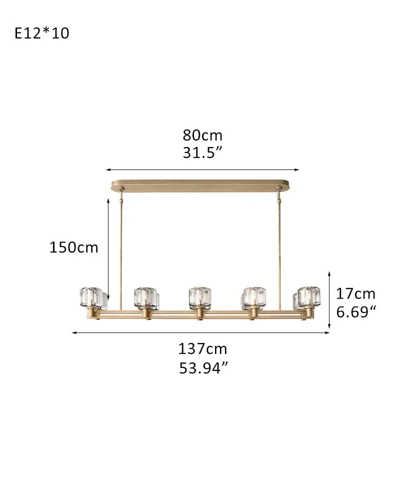 Mayfair Series Prismatic Chandelier | Oval Faceted K9 Crystal Hand-polished K9 cast crystal and dual-metal frame, Modern Industrial dual-metal finish for Dining Rooms and Sophisticated Living Spaces Brass American chandelier