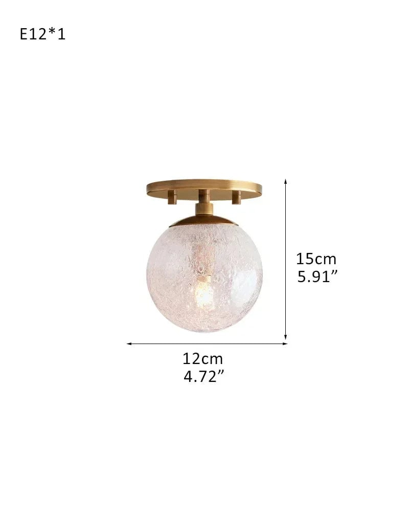Megève Series Ethereal Chandelier | Linear Reactive hand-blown bubble glass with brushed steel, Brushed brass, black, or silver steel finish for Dining rooms, entryways, and open-concept living spaces 1-Light-D12*H15CM D4.72“*H5.91"（Semi Flush Mounted） Brass American Vintage chandelier lamp