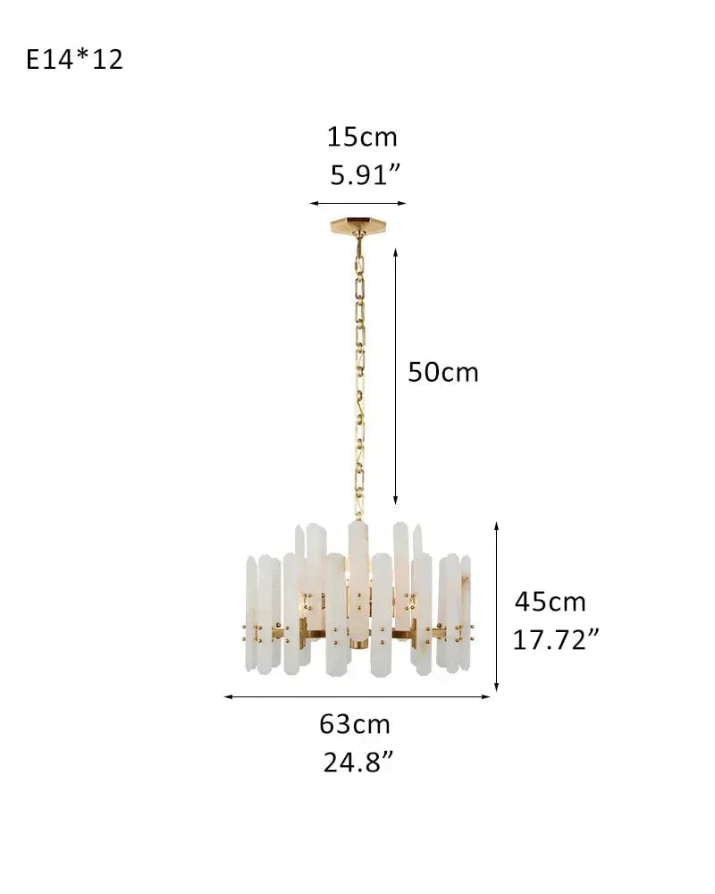 Modern Style Alabaster Round/Oval Chandelier 7“40”45" brushed brass/chrome housing D63*H45CM D24.8“*H17.72" Brass American chandelier