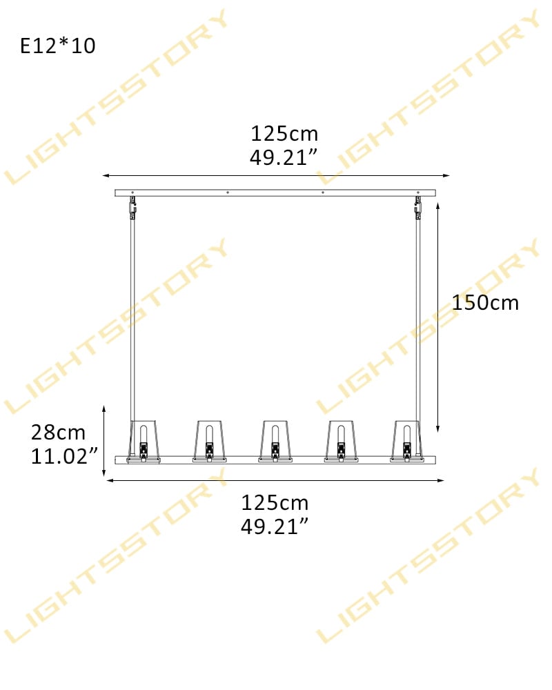 Ravello Series Geometric Chandelier | Open Circular Classic brass structure with modern beige fabric shades, Lacquered Burnished Brass and Black for Dining rooms, kitchens, and entryways 10-light-L125*H28CM L49.21"*H11.02"-linear American chandelier