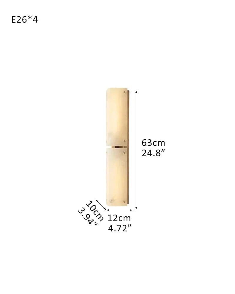 Reynard Series Geometric Wall Sconce | Sleek Brass Frame Handcrafted Natural Alabaster, Premium Brass Hardware for Hallways, Living Rooms, and Entryways L12*W10*H63CM L4.72"*W3.94"*H24.8" Brass Flush Mounted Wall Sconce Lamp