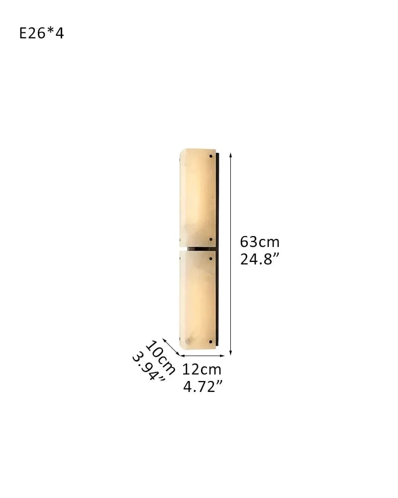 Reynard Series Geometric Wall Sconce | Sleek Brass Frame Handcrafted Natural Alabaster, Premium Brass Hardware for Hallways, Living Rooms, and Entryways L12*W10*H63CM L4.72"*W3.94"*H24.8" Black Flush Mounted Wall Sconce Lamp