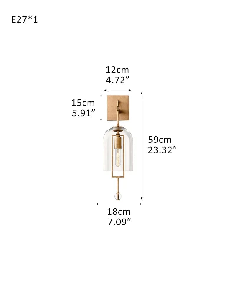Rockport Series Geometric Wall Sconce | Sculptural Stems Ribbed borosilicate glass and lacquered metal, Brushed Brass accents for Dining rooms, lobbies, and modern open spaces D18*H59CM D7.09"*H23.23" Brass Flush Mounted Wall Sconce Lamp