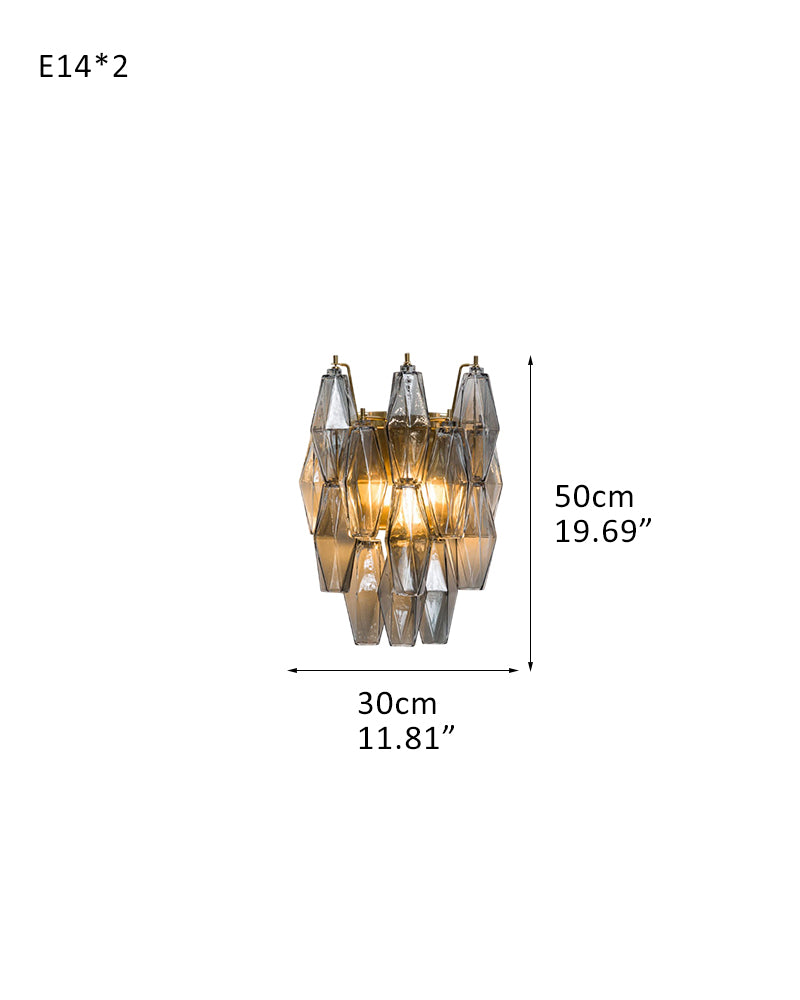 Corridor Sconce Lighting Smoky Blown Tier Glass Wall Light Fixture 11"