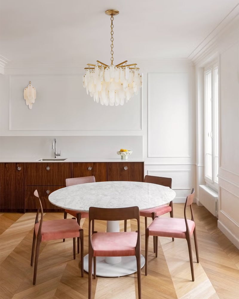 St. Moritz Series Ethereal Semi-Flush Chandelier | Oval Profile Genuine Natural Alabaster Stone, Elegant Brass or Black finish for Modern, rustic, and contemporary interiors American chandelier
