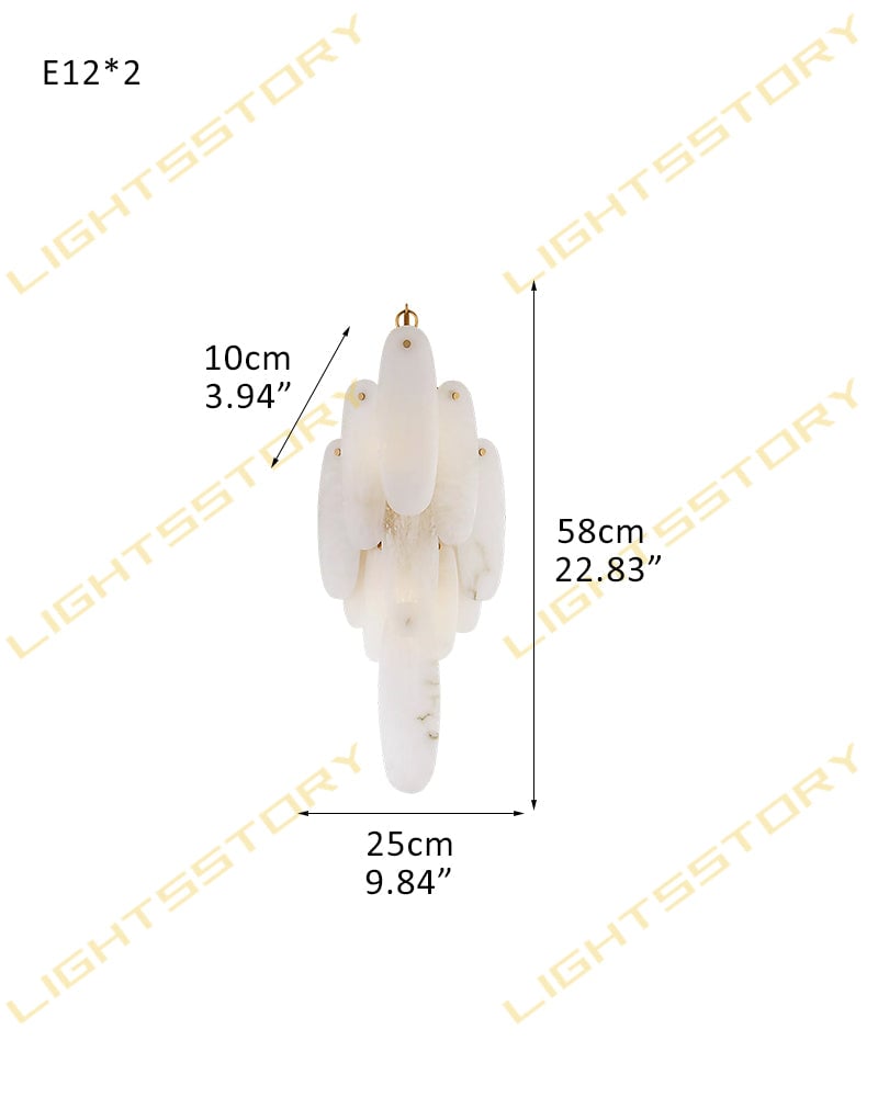 St. Moritz Series Geometric Chandelier | Large Tier Round Genuine Alabaster Stone, Aged Brass or Black Framework for Hallways and Foyers L-D25*H58CM D9.84"*H22.83"(Sconces) Brass + White American chandelier