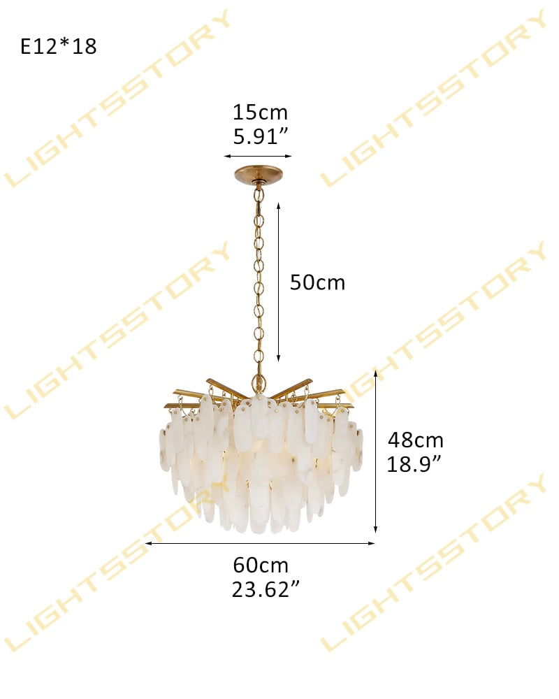 Moritz Alabaster Multi Tiered Textured Swirl Prism Chandelier