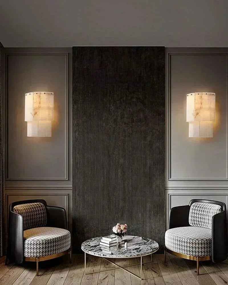 Stowe Series Geometric Chandelier | Multi-Layer Round Solid copper frame and natural marble shade, Brass/Gold rust-resistant finish for Living rooms, bedrooms, and kitchens American Vintage chandelier lamp