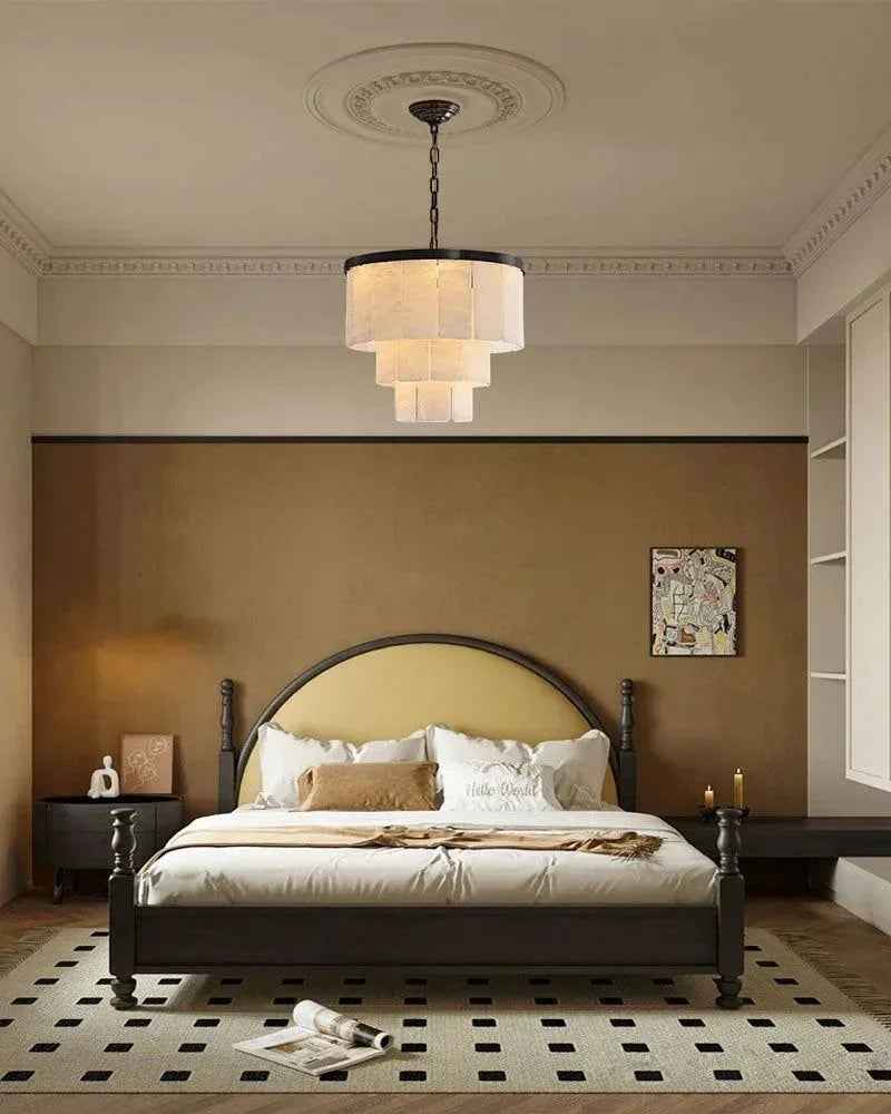 Stowe Series Geometric Chandelier | Multi-Tier Round Solid copper frame and natural marble shade, Brass and gold rust-resistant finish for Living rooms, bedrooms, and kitchens American Vintage chandelier lamp
