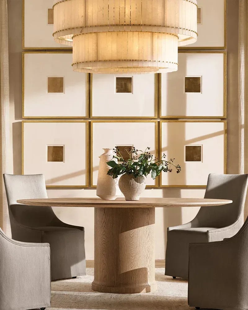 Val d’Isère Series Architectural Chandelier | Linear Tiered Hand-carved alabaster panels and mid-century steel, Mid-century steel finish for Dining rooms, foyers, and offices American Vintage chandelier lamp